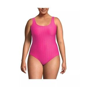 Lands End Plus Size Chlorine Resistant Texture High Leg SoftCup Tugless Swimsuit